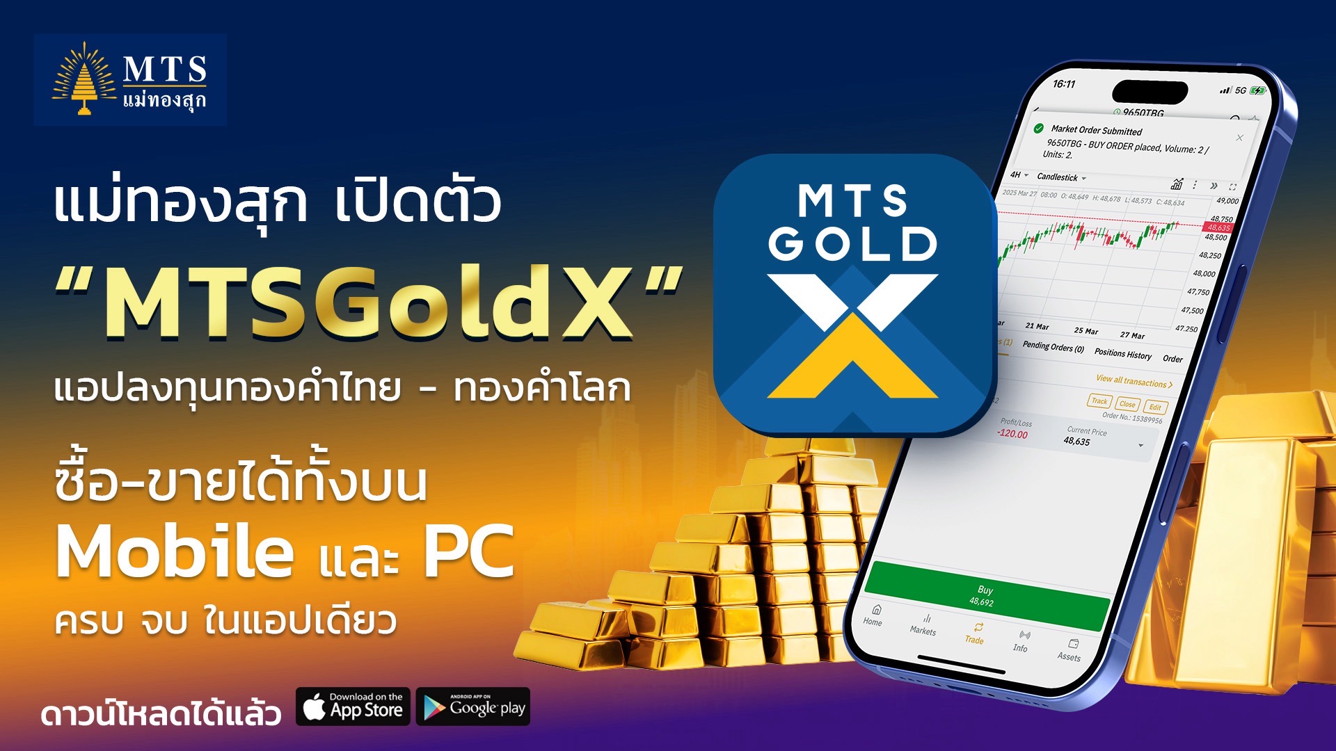 แม่ทองสุก เปิดตัว MTSGoldX : แพลตฟอร์มลงทุน