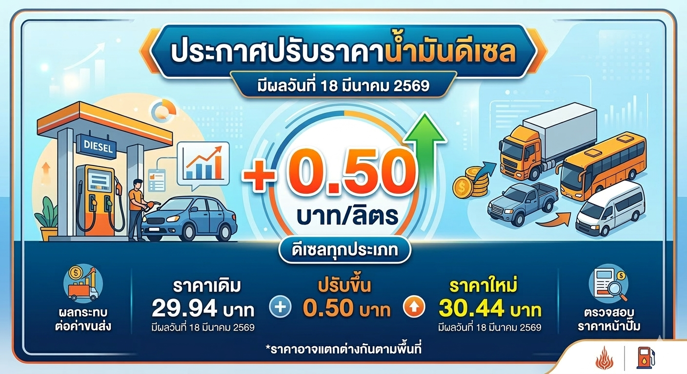 “พลังงาน” ขยับขึ้นดีเซล 50 สตางค์