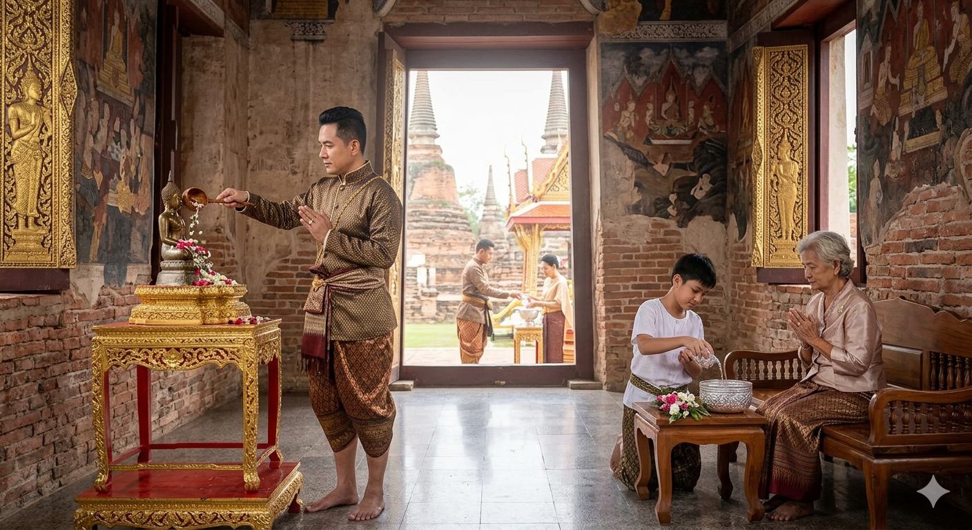 วันเถลิงศก ปีใหม่ไทย สรงน้ำพระ รดน้ำผู้ใหญ่ สงกรานต์