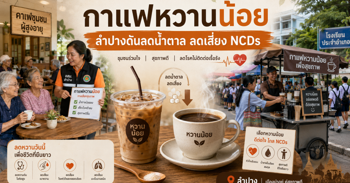 กาแฟหวานน้อย ลำปางดันลดน้ำตาล ลดเสี่ยง NCDs